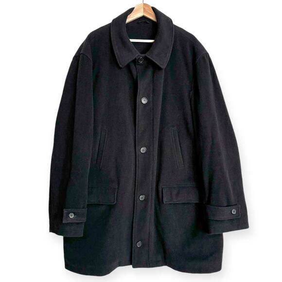 Lauren Ralph Lauren Black Jackson Wool Cashmere Dress Overcoat Men's Size 48L - Picture 1 of 14